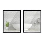 CRUGLA 2 Packs 18x24 Rectangle Wall Mirrors Black Hanging Mirror for Bathroom, Living Room, Bedroom