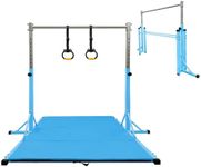 GBVUGY Foldable Gymnastics Kip Bar for Home Indoor Training,Horizontal Bar for Kids Girls Junior,Adjustable Arms from 3' - 5' Gym Equipment,1-4 Levels,300lbs Weight Capacity