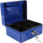 Mini Safe Security Box Household Portable Lockable Cash Money Box (Blue)