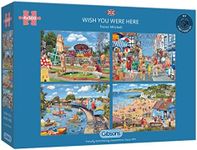 Wish You Were Here | 4 x 500 Piece Jigsaw Puzzles | Multi-Box Jigsaw | Sustainable Puzzle for Adults | Premium 100% Recycled Board | Great Gift for Adults | Gibsons Games