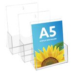 Thboxes A5 Leaflet Holder, 3 Pack Clear Leaflet Holder with Hanging Hole Acrylic Brochure Freestanding Booklet Flyer Stand for Office Restaurants Reception