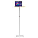 POLESTO Portable Laptop Floor Stand, Bedside/Sofa Table with Height Adjustable 18''~47'', Stylish Movable Workstation Floor Standing Desk for Office, Meeting Room, Living Room Easy Assembly, White