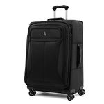 Travelpro Tourlite Softside Expandable Luggage with 4 Spinner Wheels, Lightweight Suitcase, Men and Women, Black, Checked-Medium 25-Inch, Pocket