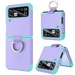 BENTOBEN Samsung Galaxy Z Flip 3 Case, Z Flip 3 5G Case, Heavy Duty 2 in 1 Full Body Rugged Shockproof Protection Cover with Ring Girls Women Boy Men Covers for Galaxy Z Flip 3 6.7ââ‚¬Â, Purple/Mint