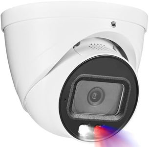 OHBET DahuaSecurity 4K 8MP PoE IP Camera, Strobe Red & Blue Light and Audio Alarm, Metal Turret Security Camera Outdoor, Two Way Audio, Color Night Vision, Human Vehicle Detection, 2.8mm Lens, IP67