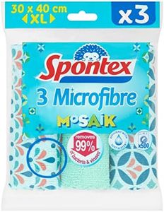 Spontex 3 Mosaik Microfibre Cloths, 40 x 30 cm Cleaning Cloths