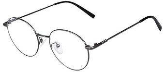 Roshfort Men Women Round Lightweight Spectacle Frame Eyeglasses UV Protection Anti Eye strain Computer Glasses (Grey)