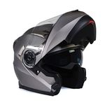 Milwaukee Helmets MPH9808DOT 'Ionized' Silver Advanced Motorcycle Modular Helmet for Men and Women Biker w/Drop Down Visor - Large