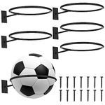 YAYODS 6PCS Football Stand, Football Holders for Wall, Wall-Mounted Ball Holders Display Stands Racks for Basketball,Soccer, Football, Volleyball, Football Bedroom Accessories, Black