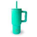 Casual Hydrate 710ml Stainless Steel Kids Tumbler with Silicone Straw Lid, Double Wall Insulated Cup with Handle Leak Resistant (Grass Green)