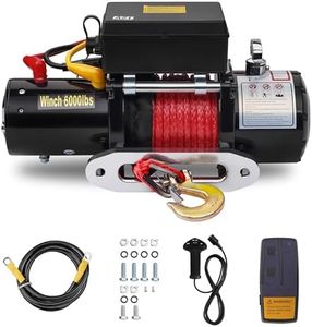 Teeno Treuil électrique 12V, Traction Jusqu'à 6000 LB / 2722 kg, Treuil de Corde Synthétique sans Fil télécommandé,Corde de Traction en Nylon Rouge,Télécommande sans Fil 30m et Télécommande Limitée
