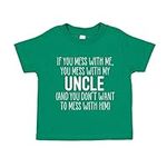 Don't Mess With My Uncle Baby Bodysuit One Piece or Toddler T-Shirt Baby Niece Nephew Gift for Uncle, Kelly Green T-shirt, 1-2T