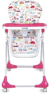 LuvLap Royal High Chair for Baby, EN 71 Certified, 3 Position Recline, Baby Feeding Chair with 7 Level Height Adjustment, Adjustable Footrest, 6 Months+ (Pink)