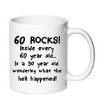 60 Rocks Inside Every 60 Year Old is A 30 Year Old Wondering What The Hell Happened Coffee Mugs - Novelty Ceramic Coffee Mug Tea Cup White 60th Birthday Gifts for Women Gift Ideas