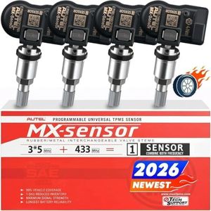 Autel TPMS Sensor MX-Capteur, Double Fréquence Capteurs TPMS pour 98% Voitures, Fonctionne avec TS408S TS508WF TS601 TS501 Pro, Niveau OE Programmable & Clonable TPMS Sensor (Valve en Métal, 4 Pièce)