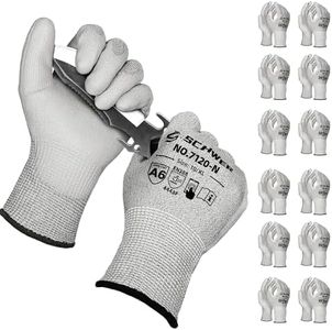Schwer 12 Pairs ANSI A6 Cut Resistant Gloves CR7120 Cut Proof Work Gloves, Touchscreen, for Men and Women Used for Woodworking, Glass Cutting, Construction, Cargo Handling, Car Repair, XL