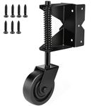 Crystmetal Spring Loaded Gate Caster, Heavy Duty Gate Wheel with 360 Degree for Wooden Gate/PVC Fence, 4.3 inch 300Lbs Capacity for Universal Mount Plate (1, Black Suit Left)