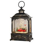 Eldnacele Christmas Musical Snow Globe Lantern with 6 Hour Timer, Battery Operated/USB Powered Lighted Water Glittering Lantern for Christmas Home Decoration Gift(red truck)