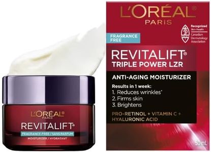 L’Oréal Paris Fragrance-Free Day Cream, Reduces Look of Wrinkles & Firms Skin, with Pro-Retinol, Vitamin C & Hyaluronic Acid, Revitalift Triple Power LZR, 50ml
