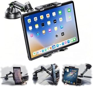 360° Rotating Car Tablet Holder - Adjustable Dashboard Car Phone Tablet Mount, Camper Van Car Travel Tablet Stand Gadgets Accessories, Compatible with iPhone iPad Galaxy Tab Switch DVD Player, Black