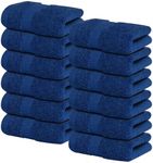 Infinitee Xclusives Premium Wash Cloths for Showering [13x13] – 100% Cotton Washcloths [Pack of 12], Soft and Absorbent Face Towels for Bathroom Wash Clothes, Gym, and Spa |Tranquil Navy|