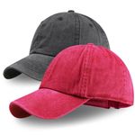 Vintage 100% Cotton Washed Baseball Cap Adjustable Size，Classic Low Profile Plain Retro Unisex Dad Hat(Burgundy)