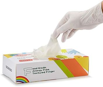 Disposable Kid Gloves, Nitrile Gloves for 7-14 Years - Latex Free Gloves, Food Grade, Powder Free - for Halloween Preparation, Crafting, Painting, Gardening, Cooking, Cleaning - 100 PCS White