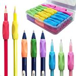 Ergonomic Silicone Pencil Grips 40 Pcs for Kids and Adults, 8 Colours Gel Pen Holders with 3 Concaves for Handwring