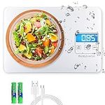 MegaWise Rechargeable Digital Kitchen Food Scale, Weight Grams and Ounces for Cooking Baking, 1g/0.04oz Precision, 5 Units Conversion Tare Function, Waterproof Tempered Glass 2g Minimum Weight