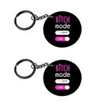 Anuman007 | bitch mode keychain | m keychain customized keychain with photo Printed Wooden Keychain| Circle Shape Set of 2 keyrings 2x2 inch