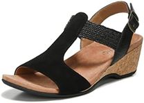 Vionic Paradise Kaytie Women's wedge sandal with Vio Motion Technology for Heel Pain, Plantar Fasciitis with Orthotic Insole Arch Support Medium Fit Black UK 5