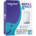 Babyfeel Refills for DEKOR PLUS Diaper Pails, 8 Pack, Exclusive 30% Extra Thickness, Fresh Powder Scent, Holds up to 4640 Diapers