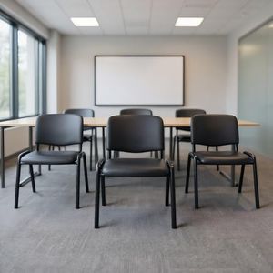 Wahson Set of 5 Stackable Chairs, Vinyl Leather Stackable Guest Chairs with Metal Frames, for Office Reception Area/Conference Room, Black