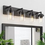 Espird Bathroom Vanity Light, 4 Light Matte Black Vanity Light with Clear Glass Shade, 30in Farmhouse Vanity Light, Bathroom Lighting Fixtures Over Mirror for Bathroom