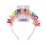 Scunci by Conair Birthday headband- Birthday girl head band- Birthday gifts for women or girls - Bright colors w/tulle - 1 Count