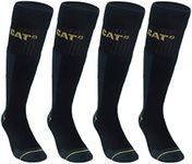 Caterpillar CAT 4 pairs Men's Work Long Socks Accident Prevention Reinforced on Heel and Toe with Reinforced Weft Yarn of Excellent Quality Cotton Sponge (Black, 69)