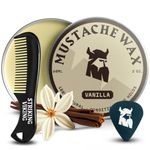 Striking Viking Mustache Wax and Comb Kit - Beard and Moustache Wax for Men with Strong Hold Natural Beeswax - Helps Tame, Style, and Groom (2 ounce) - Moustache Wax and Comb (2 Oz, Vanilla)