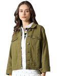 Dream of Glory Inc. Women's Denim Jacket (DOGI-W-Tw-J1-OLIVE-XL)