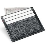 DONBOLSO Slim RFID Blocking Leather Wallet for Men - Minimalist and Small Card Holder with Multiple Slots for Card and Cash - Thin and Compact Wallet for Men's Front Pocket, Grained Nappa Black,