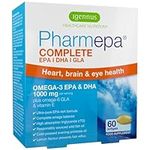 Pharmepa Complete Omega 3 EPA DHA 1000mg, High Strength Wild Fish Oil Plus Omega 6 GLA Evening Primrose Oil, Highly Absorbable rTG Form, Lemon Flavor, 60 Capsules, by Igennus