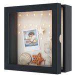 Love-KANKEI Shadow Box Frame 8x8 Shadow Box Display Case with Linen Back Memorabilia Awards Medals Photos Memory Box Rustic Black