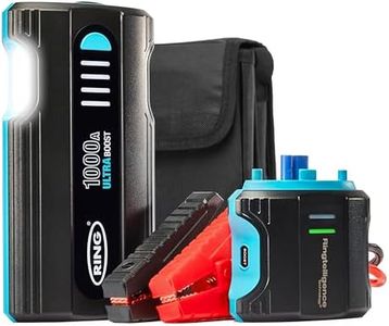 RING ULTRABOOST 1000A Car Battery Jump Starter Power Pack - Safely Starts Up to 5 Litre Petrol and 2 Litre Diesel Engines - Battery Booster with Jump Leads, Portable USB Powerbank and LED Torch