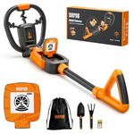 SUNPOW Kids Metal Detector with Treasure Animation & Waterproof Coil - Adjustable Stem (60-70cm) - Kit Includes Shovel, Rake, Bag for Boys & Girls 6-12 for Beach, Park, Backyard