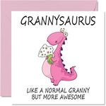 Birthday Cards for Granny - Grannysaurus - Granny Mothers Day Card from Granddaughter Grandson, Happy Birthday Granny, Gran Dinosaur Birthday Card, 145mm x 145mm Seasonal Granny Funny Greeting Cards