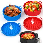 2 Pack Air Fryer Silicone Liners Pot - Reusable Air Fryer Silicone Basket Bowl for 3 to 5 qt - Airfryer Silicone Liner Replacement - Red & Blue