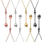 8Pcs Spoon Necklace Snuff Spoon Necklace Ket Spoon Necklace Coke Spoon Necklace Sniffing Spoon Hidden Long Chain Tiny Little Mini Spoon Pendant Scoop Miniature Spoon Keyring for Women Girl Party Gift