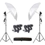 HIFFIN E27 Studio Triple Holder KIT Mark II Umbrella White + Studio Light Stand 9 FT+ Umbrella Holder Kit (2 x Triple Holder | 2 x Light Stand 9FT | 2 x Umbrella | 1 x Bag)