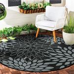 Anidaroel Round Outdoor Rugs 6' for Patio Clearance, Waterproof Reversible Tropical Plastic Straw Patio Rug, Outdoor Area Rug Floor Mat for RV Camping, Porch, Pool Deck, Balcony, Picnic(6ft)