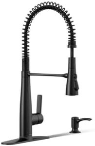 KOHLER K-REC22745-SD-BL Semi-Professional Kitchen Sink Faucets with Soap Dispenser, Commercial Kitchen Faucets with Pull Down Sprayer, Matte Black