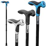 FDI Premium Soft Step Lightweight Aluminium Comfort Grip Walking Stick Cane - Black